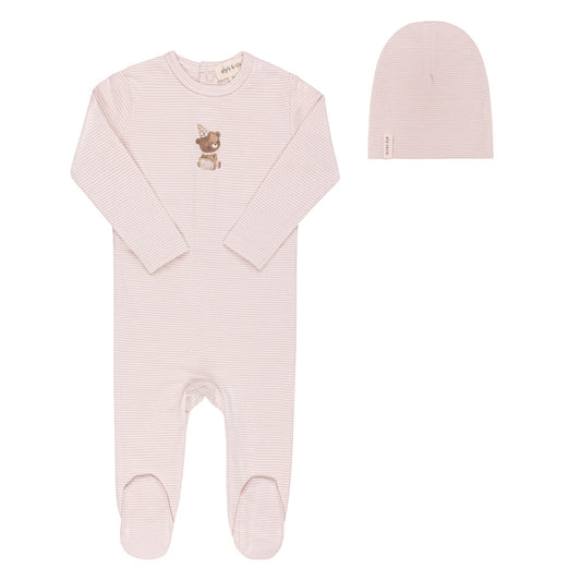 Ely's & Co Organic Bear Footie + Beanie (girl)