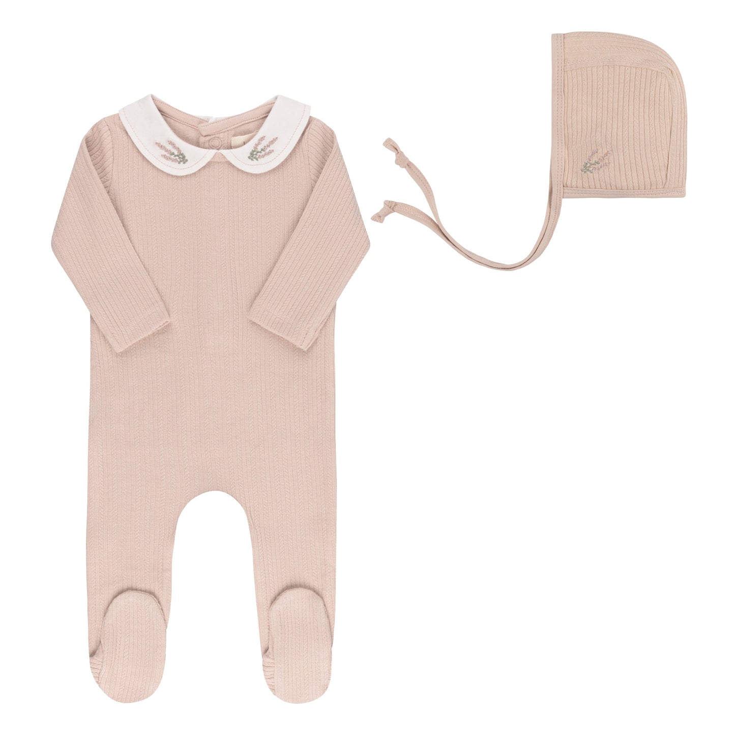 Ely's & Co Embroidered Collar Footie & Bonnet (g)