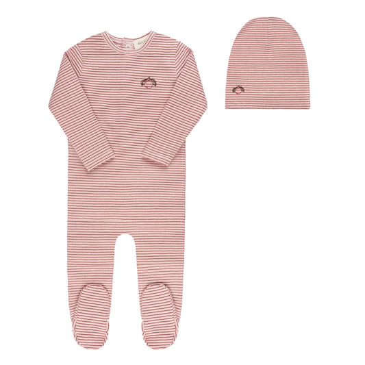 Ely's & Co Metallic Stripe Footie & Beanie (girl)