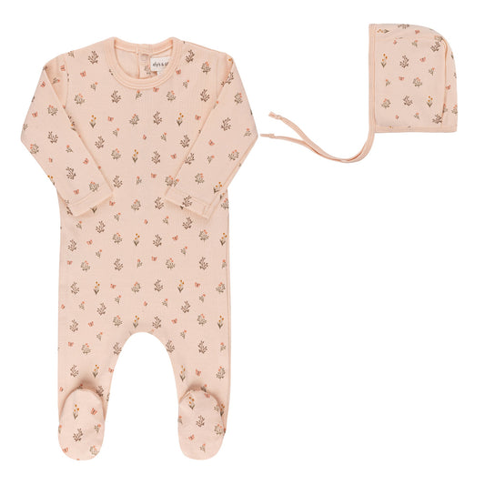 Ely's & Co Garden Floral Footie & Bonnet (girl)