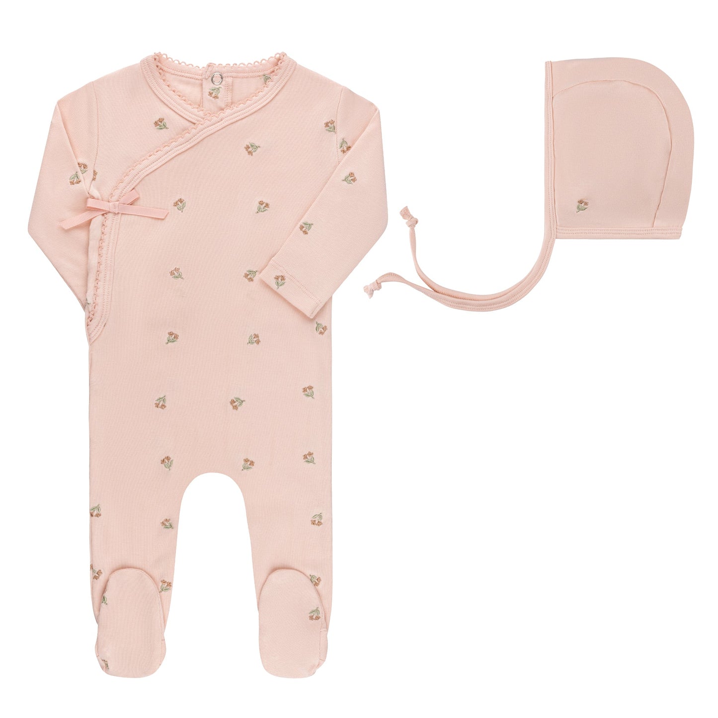 Ely's & Co Embroidered Footie & Bonnet (girl)