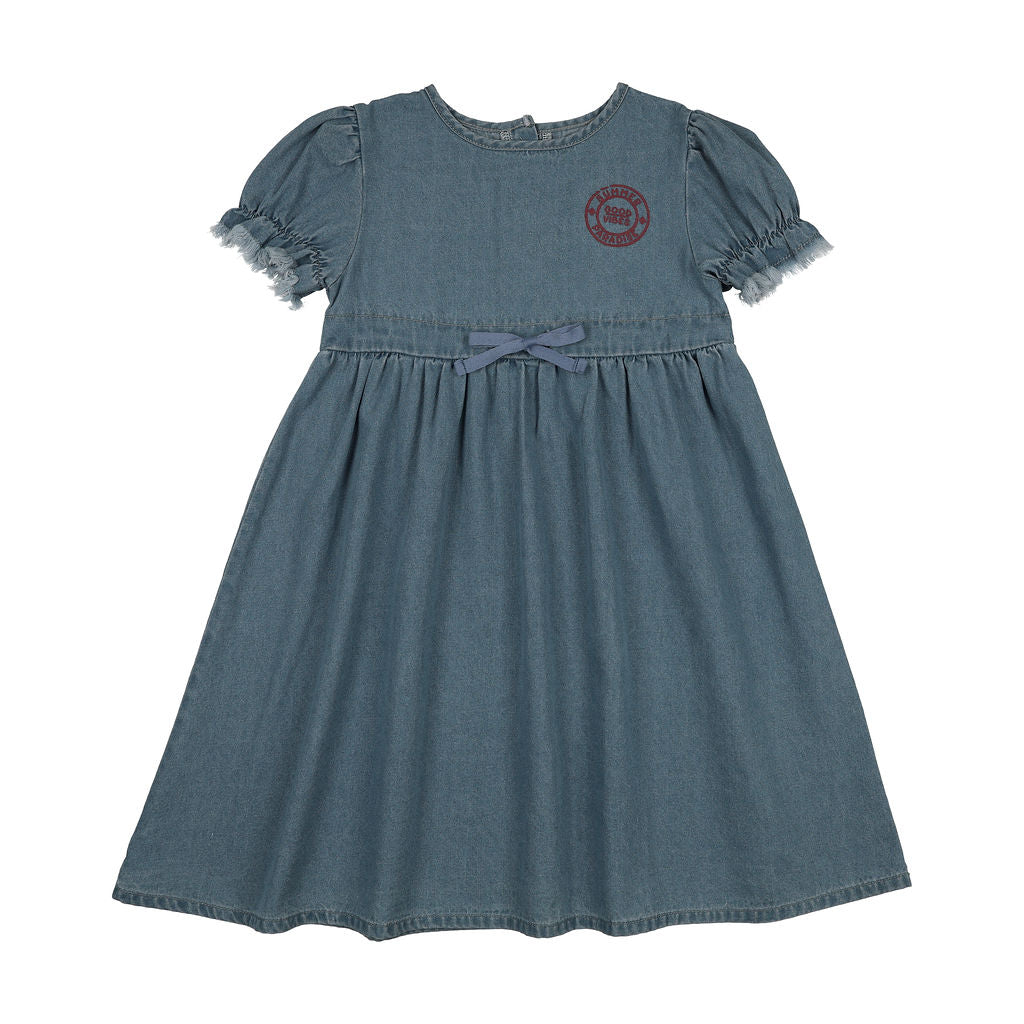 Pouf Denim Dress Short Sleeve