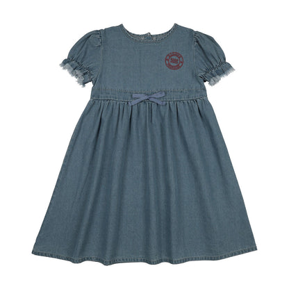 Pouf Denim Dress Short Sleeve
