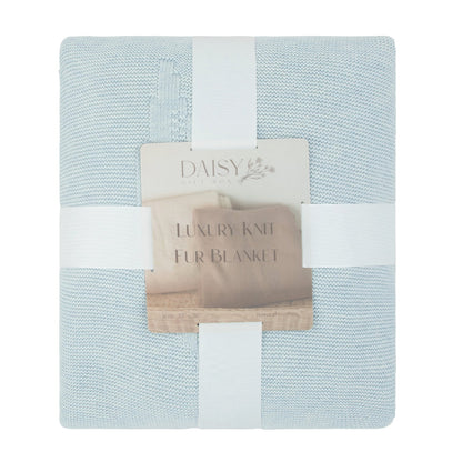 Daisy Knit Detail Knit Fur Blanket