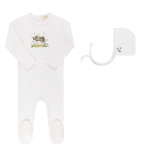 Ely's & Co Watercolor Cradle Footie & Bonnet (g)