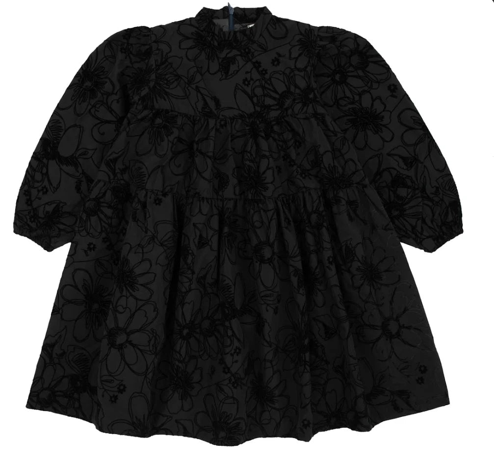 Rompp Black Velvet Print Dress