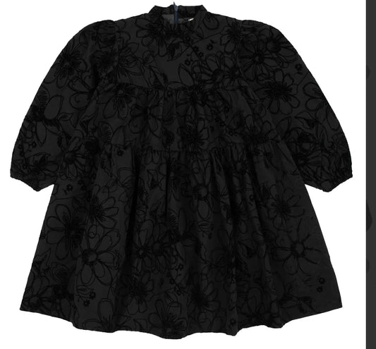 Rompp Black Velvet Print Dress