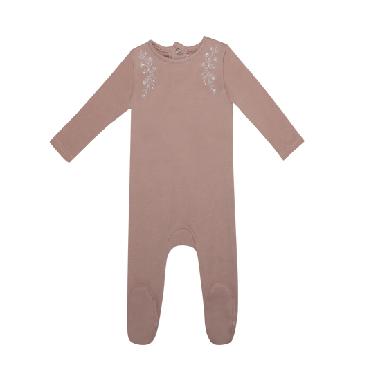 Mini Label Floral Wreath Footie Girl